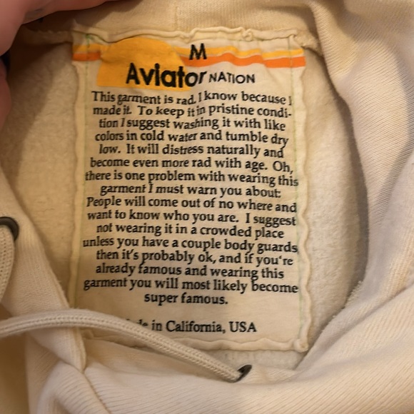 RARE Cream Aviator Nation Hoodie - Picture 3 of 5